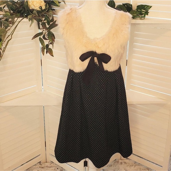 MINK WOOL POLKA DOT FAUX FUR DRESS SIZE SMALL - Picture 5 of 5